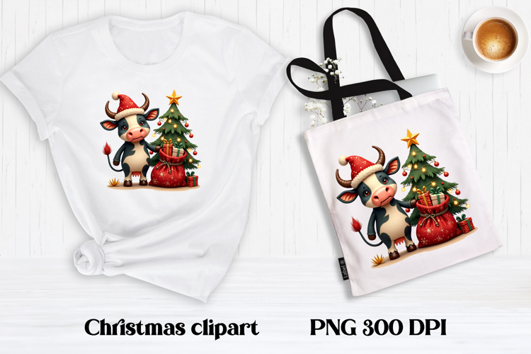 Cute Christmas cow sublimation | Cute cow clipart PNG