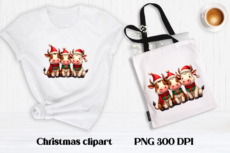 Cute Christmas cow sublimation | Cute cow clipart PNG