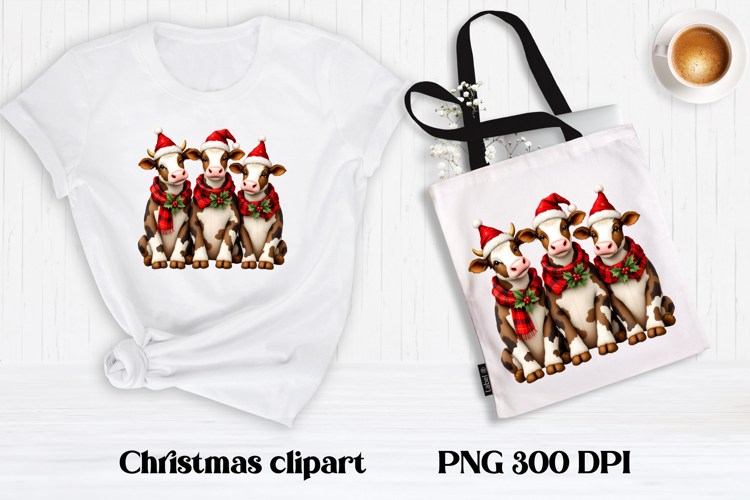 Cute Christmas cow sublimation | Cute cow clipart PNG