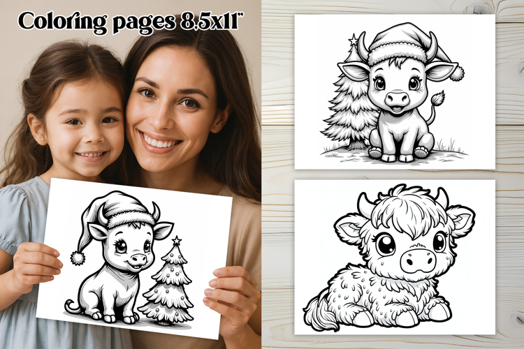Cute highland cow coloring page PNG, coloring book for kids
