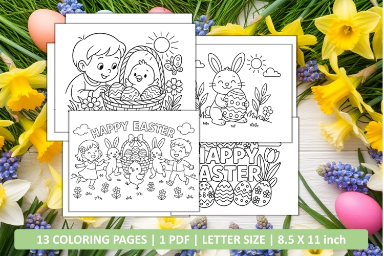 Happy Easter coloring pages bundle