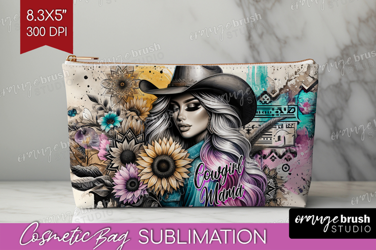 Cowgirl Cosmetic Bag - Country Girl Makeup Bag PNG