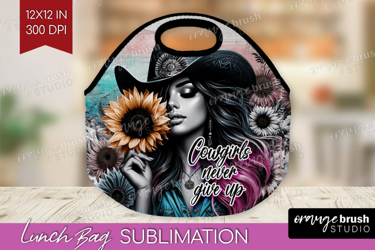 Cowgirl Lunch Bag - Country Girl Lunch Bug PNG Sublimation