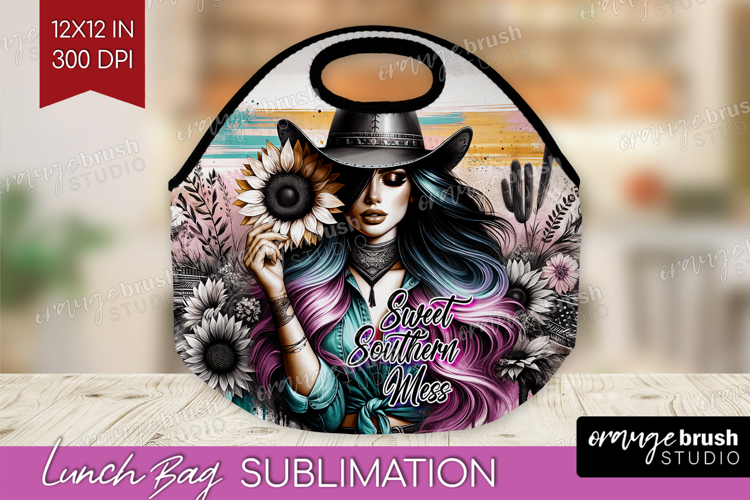 Cowgirl Lunch Bag - Country Girl Lunch Bug PNG Sublimation