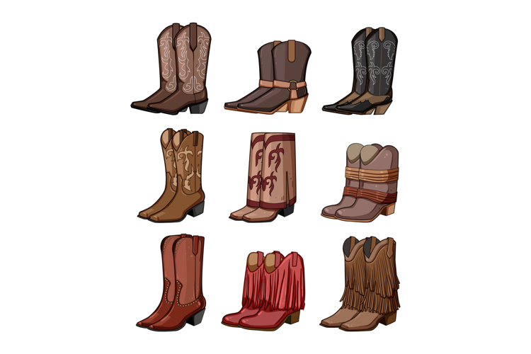 cowgirl boots set cartoon
