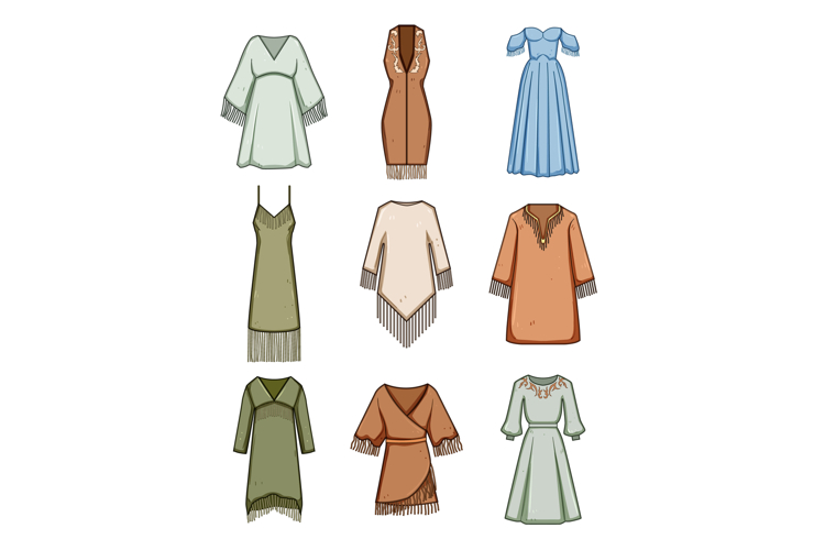 Collection of womens fringed clothing styles