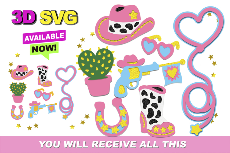 Cowgirl Pink 3D SVG