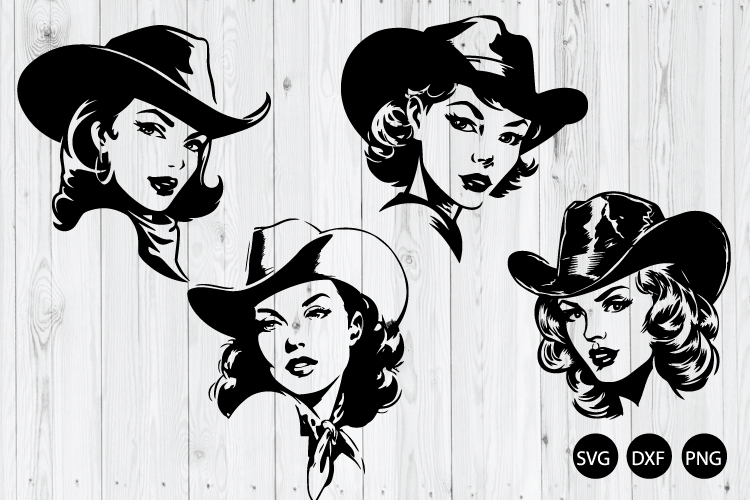 Cowgirl Retro Pin Up Woman SVG, Woman Vintage SVG