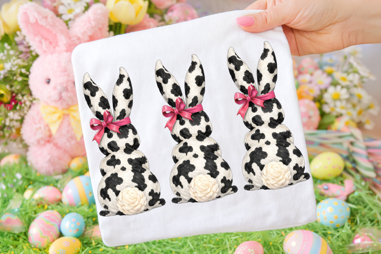 Cowhide Bunny Easter PNG, Funny Easter PNG, Happy Easter PNG