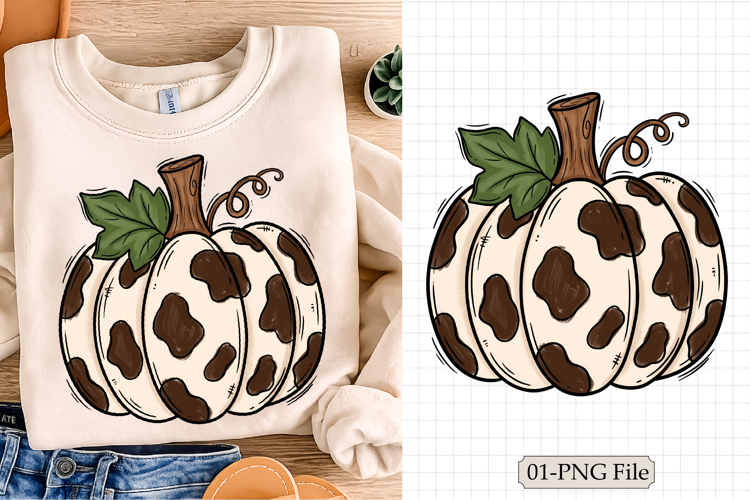 Cowhide Pumpkin png, Pumpkin Sublimation