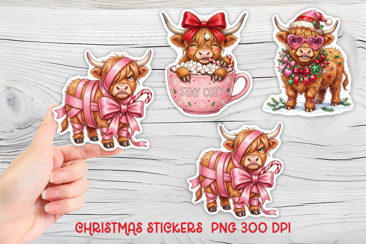 Funny Christmas Highland Cow Sticker