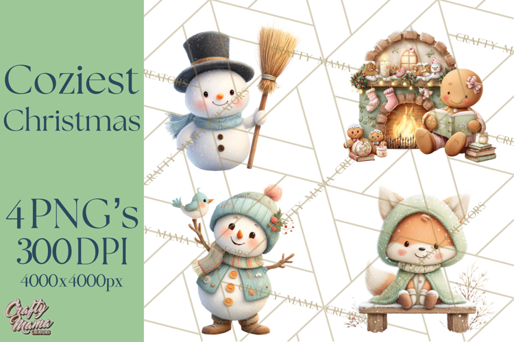 Cozy Christmas Clipart, Warm Winter Holiday PNG