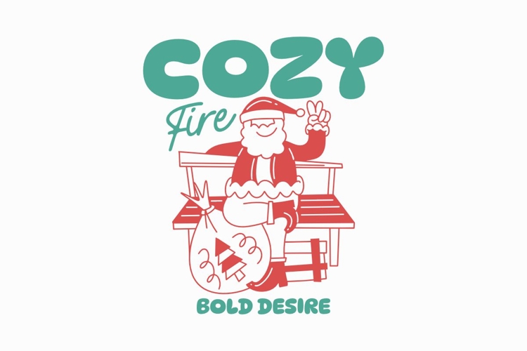 Cozy Fire Bold Desire Winter Santa T-shirt