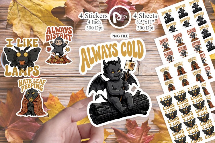 Cozy Autumn Bigfoot Sarcastic Sticker example image 1