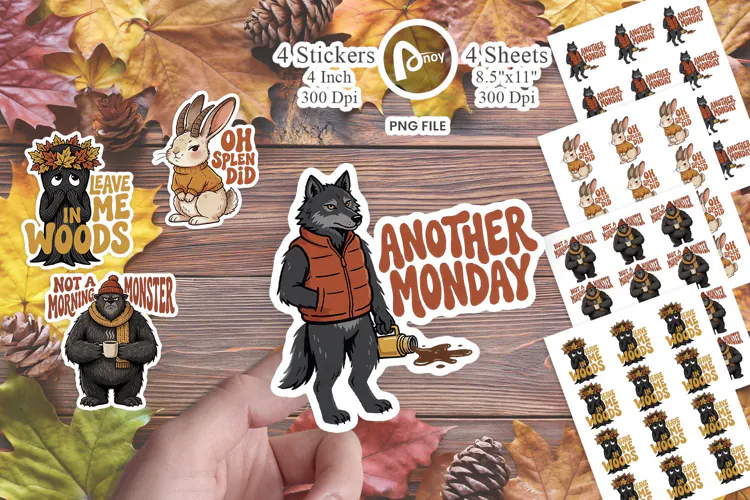 Cozy Autumn Bigfoot Sarcastic Sticker