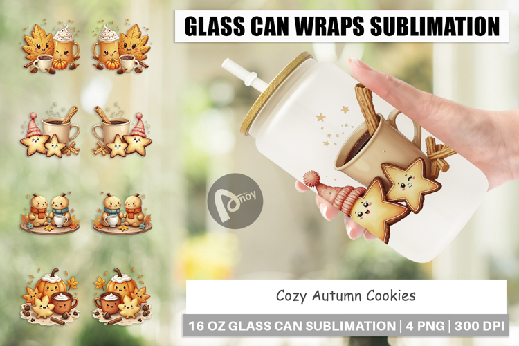 Cozy Autumn Cookies Glass Can