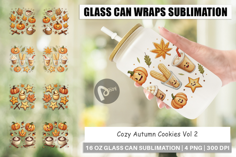 Cozy Autumn Cookies Glass Can