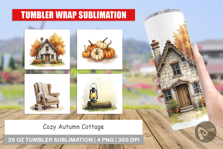 Cozy Autumn Cottage Tumbler