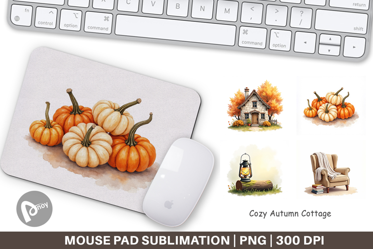 Cozy Autumn Cottage Mouse Pad