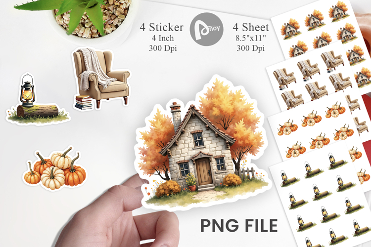 Cozy Autumn Cottage Sticker