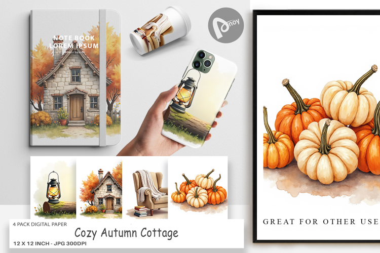 Cozy Autumn Cottage Digital Paper