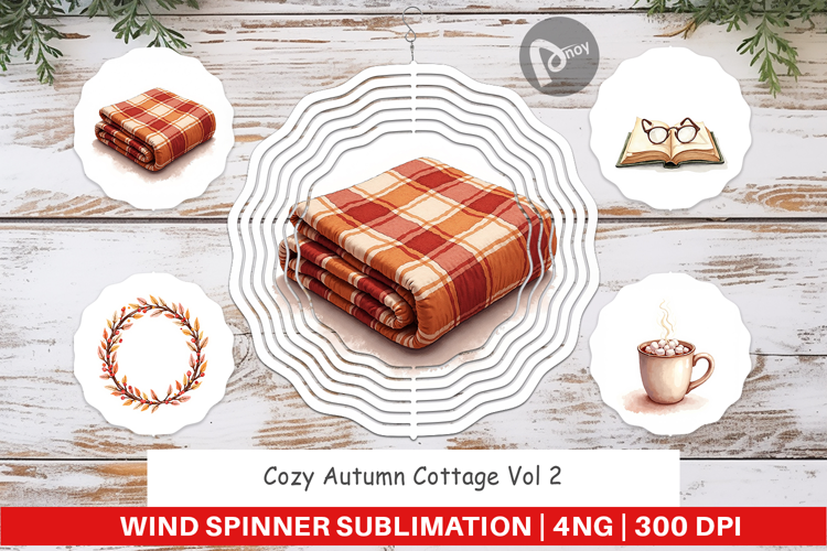 Cozy Autumn Cottage Wind Spinner