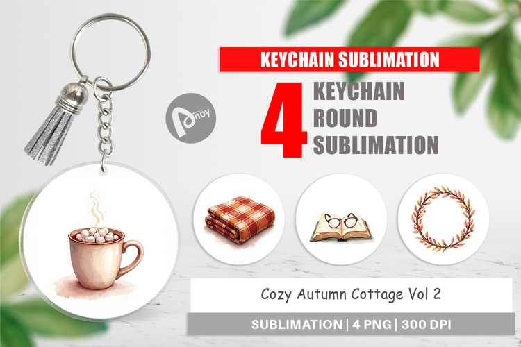 Cozy Autumn Cottage Keychain