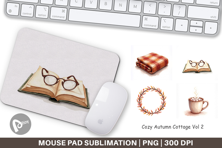 Cozy Autumn Cottage Mouse Pad