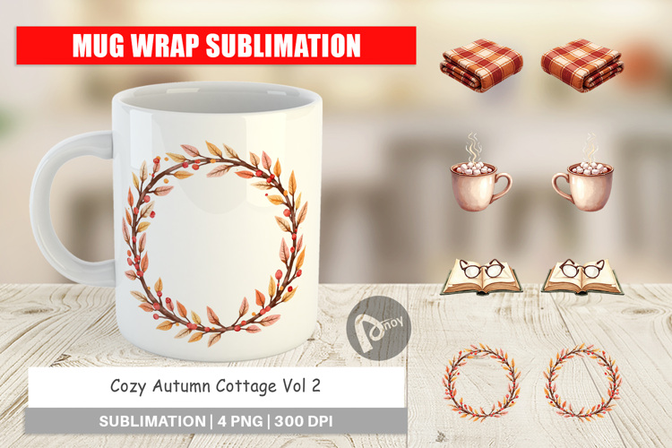 Cozy Autumn Cottage Mug Wrap
