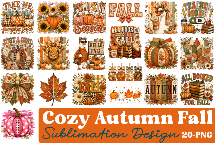 Cozy Autumn Fall Sublimation Design,Fall Teacher & Coquette
