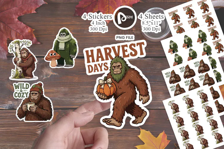 Autumn Flannel Bigfoot Sticker