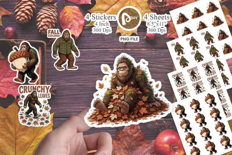 Autumn Flannel Bigfoot Sticker