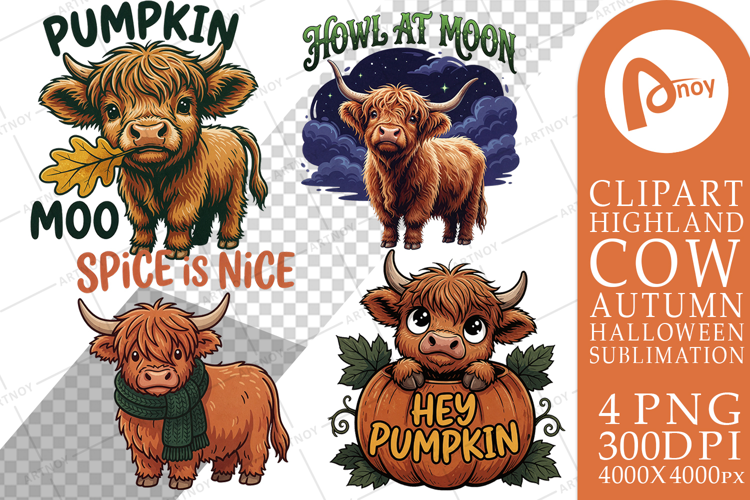 Autumn Harvest Highland Cow Sublimation