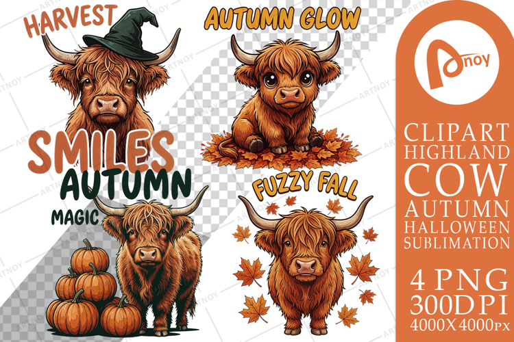Autumn Harvest Highland Cow Sublimation