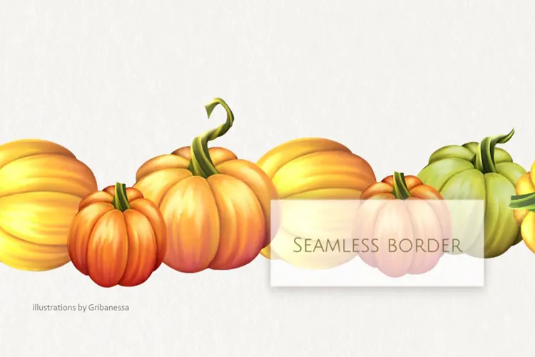 Cozy Autumn Pumpkin Seamless Border PNG