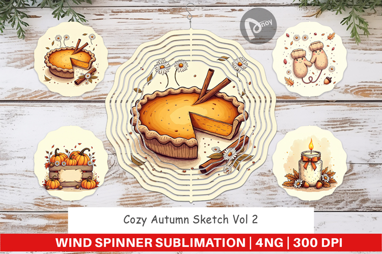 Cozy Autumn Sketch Wind Spinner