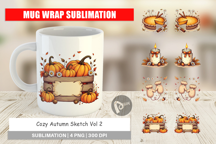 Cozy Autumn Sketch Mug Wrap