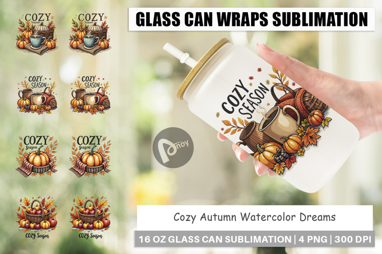 Cozy Autumn Dreams Glass Can
