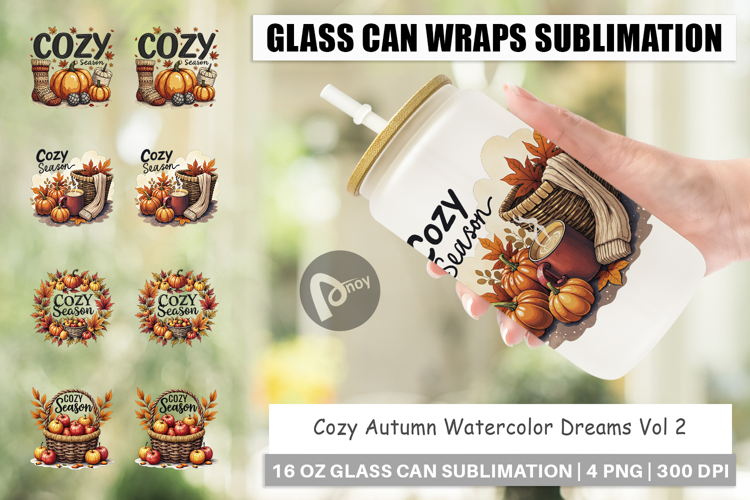 Cozy Autumn Dreams Glass Can