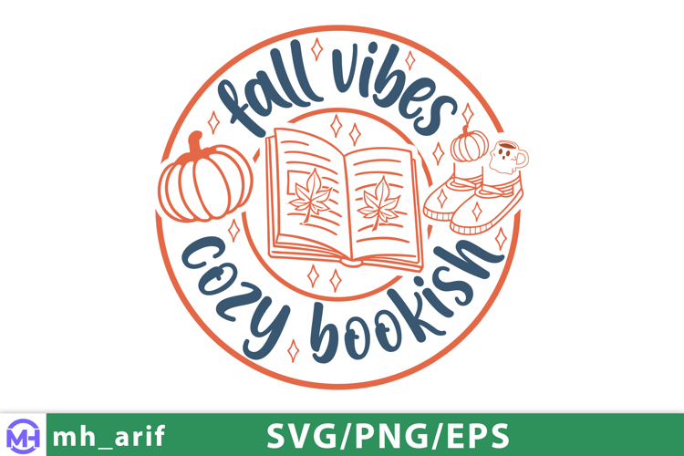 Cozy Bookish Fall Vibes Autumn Reading Aesthetic Quote SVG