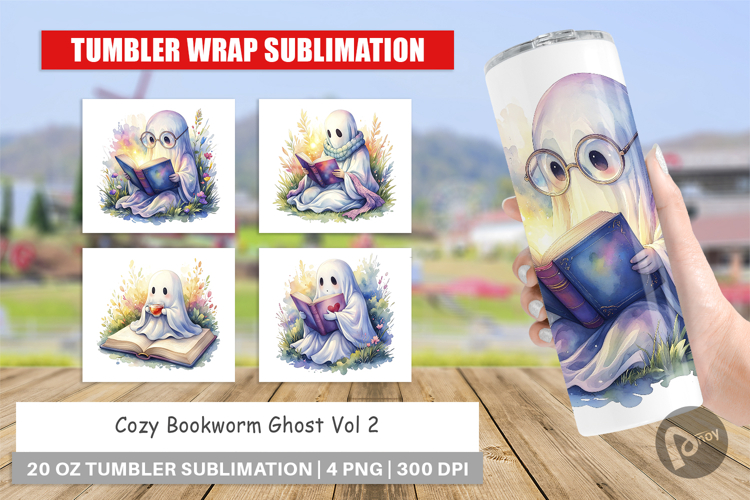 Cozy Bookworm Ghost Tumbler
