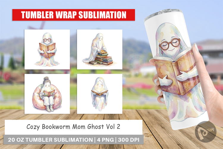 Cozy Bookworm Mom Ghost Tumbler