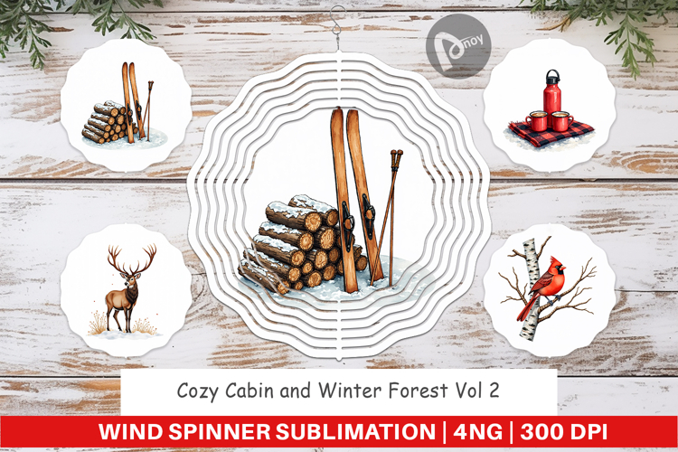 Cozy Cabin Winter Forest Wind Spinner
