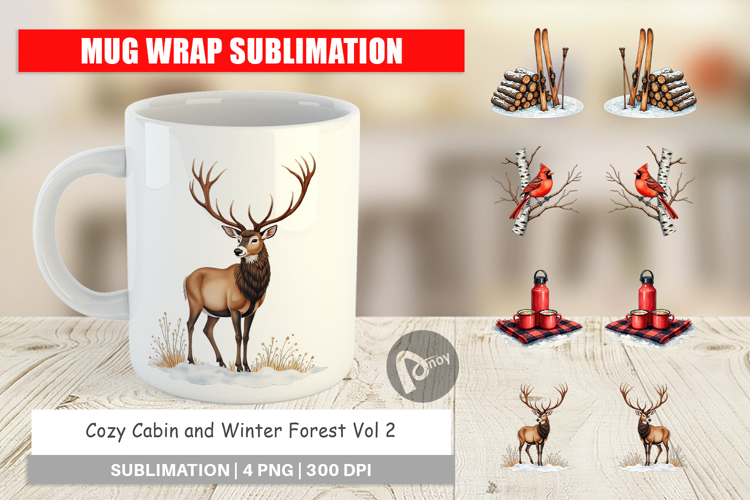 Cozy Cabin Winter Forest Mug Wrap