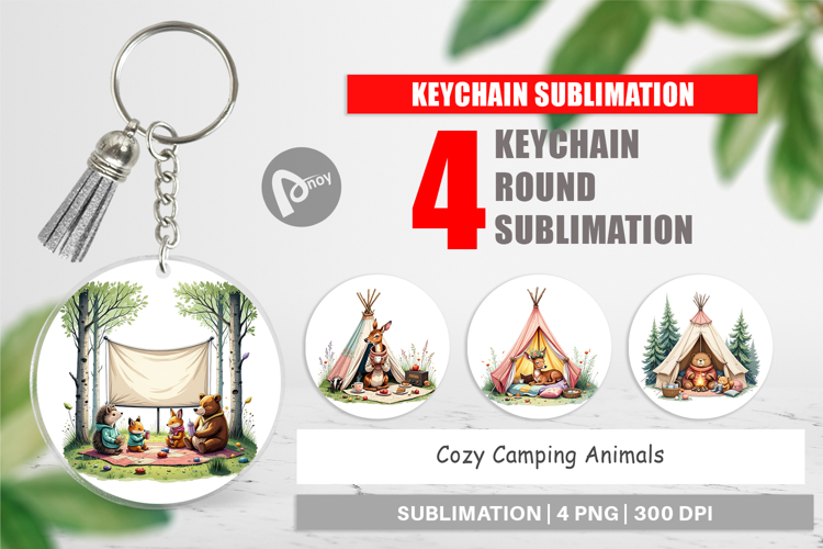 Keychain Camping Cozy Animals