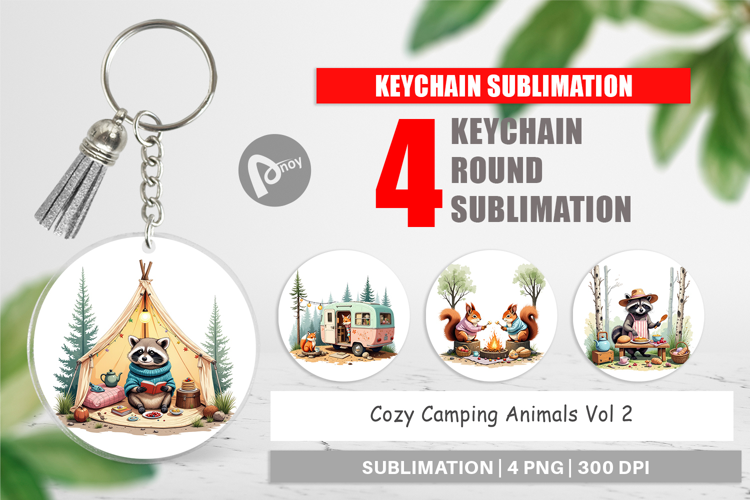 Keychain Camping Cozy Animals