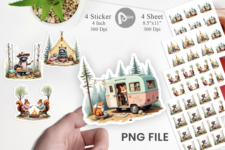Camping Cozy Animals Sticker