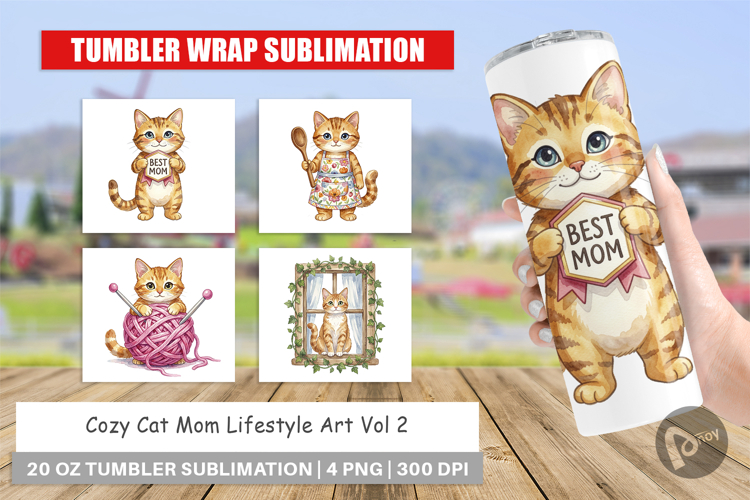 Cozy Cat Mom Lifestyle Art Tumbler