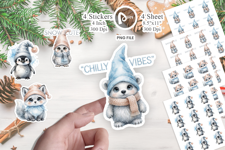 Chilly Arctic Animal Gnomes Sticker