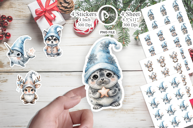 Chilly Arctic Animal Gnomes Sticker